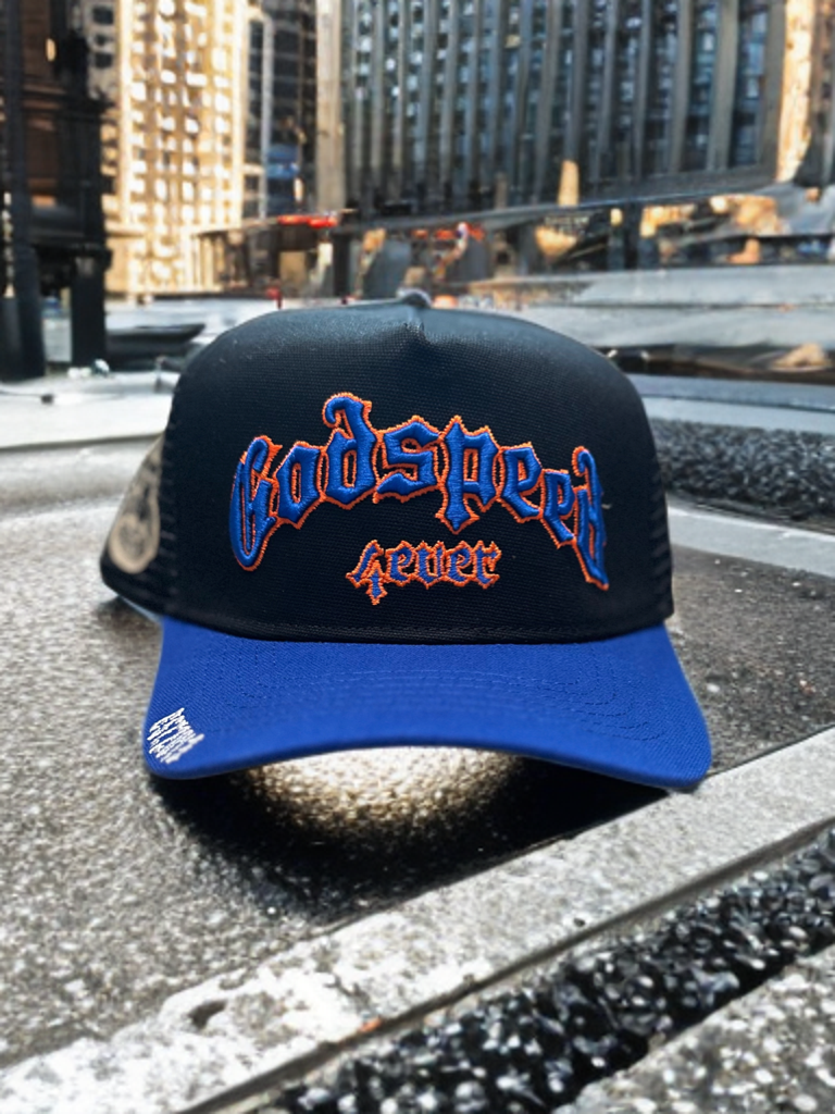 Godspeed 4ever trucker hat | black and blue