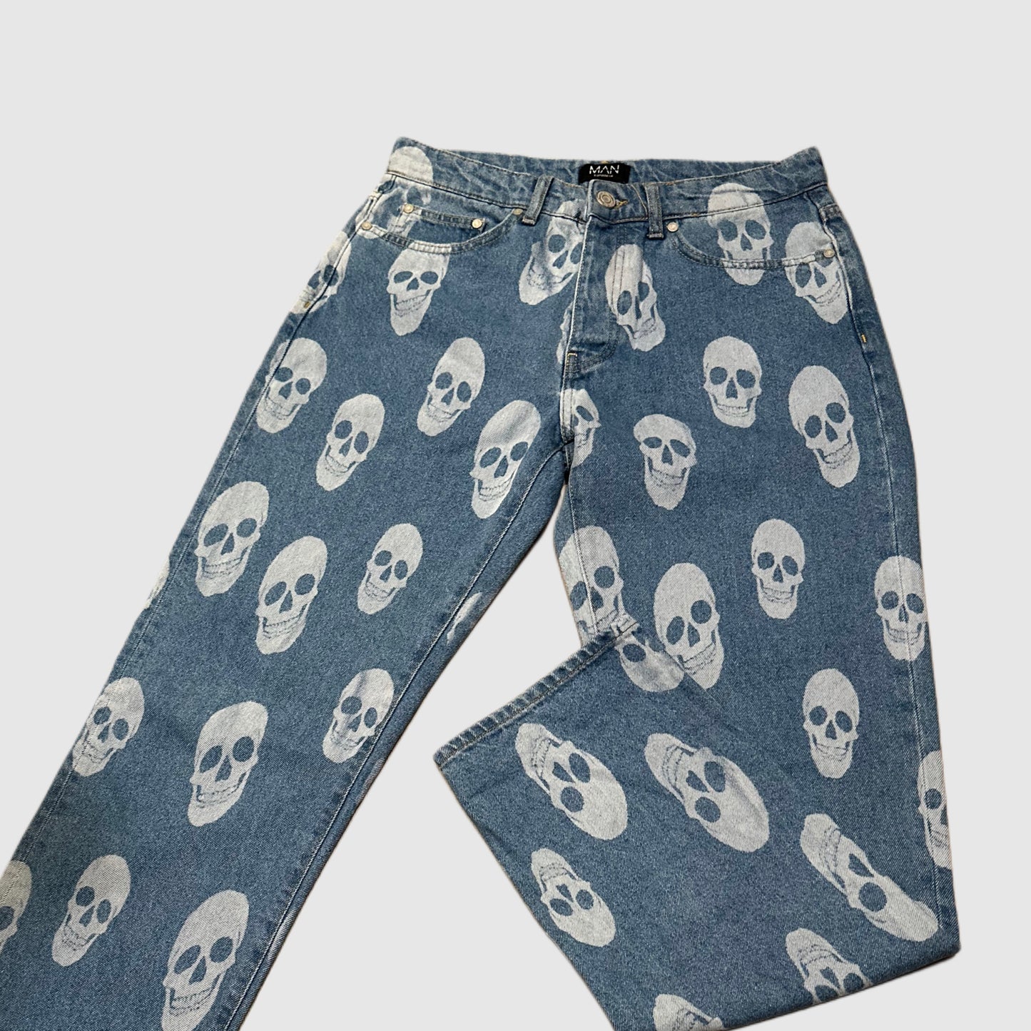 BoohooMan Flare Skull Denim jeans