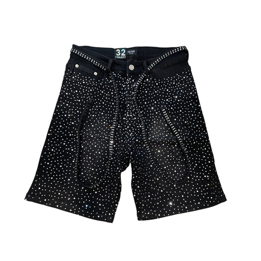 Full diamond Culture denim Jorts washed black