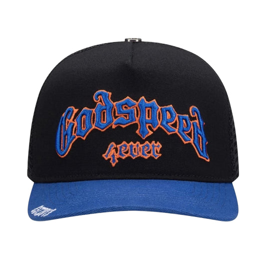 Godspeed 4ever trucker hat | black and blue